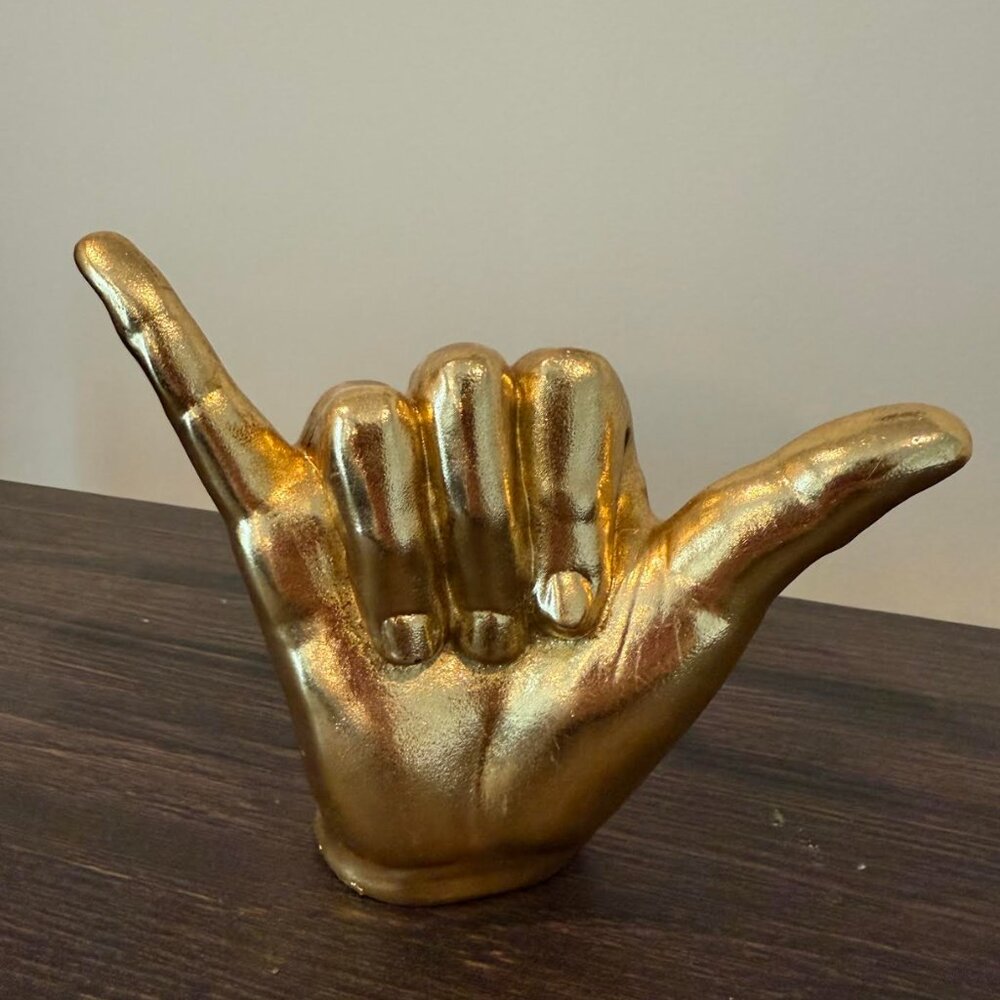 Gold Painted "Hang Loose" Hand Decor